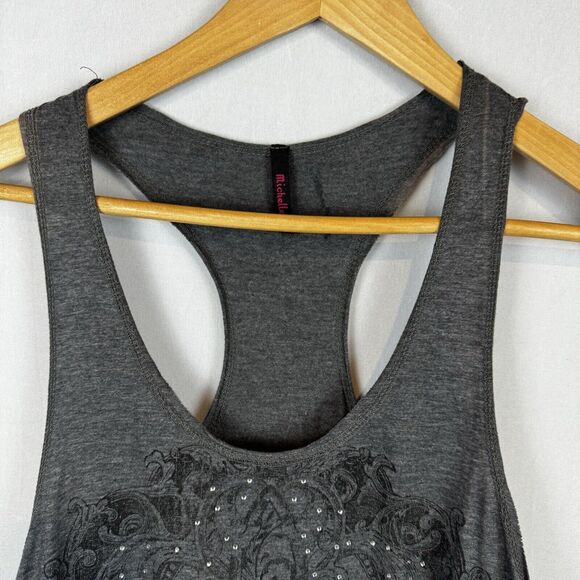 Michelle Sparkly Embellished U-Neck Tank Top Grey Casual Wear Size Small y2k - Picture 2 of 16